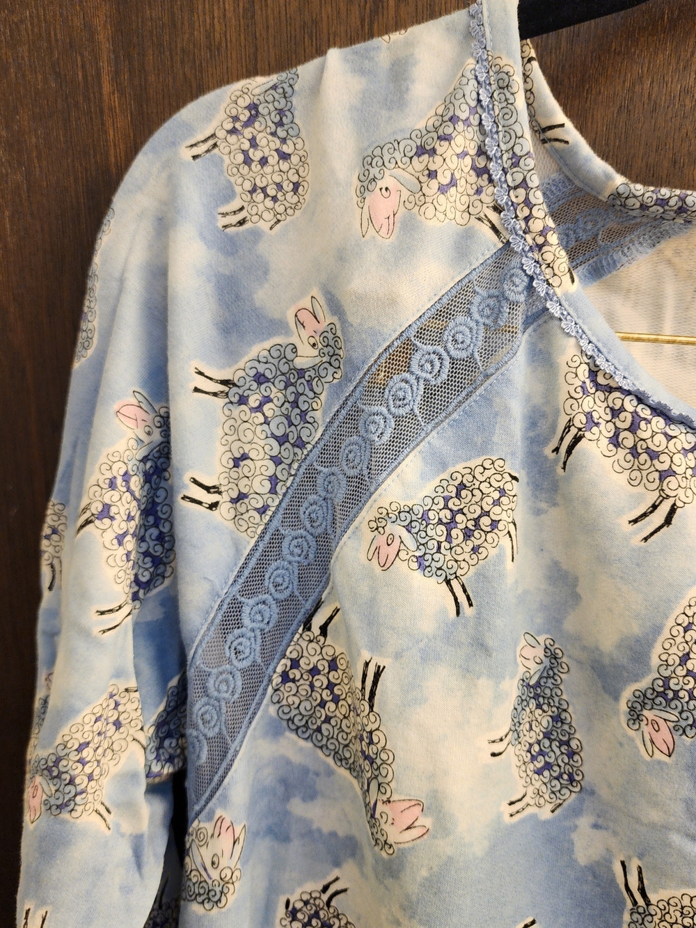 Soft Surroundings Nightgown Size M Full Length Long Sleeve Sweet Sheep Print